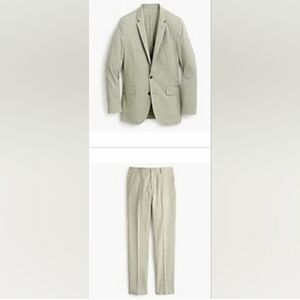 J. Crew Ludlow Linen Cotton Blend Suit Chambray Sage Green Unstructured Blaze